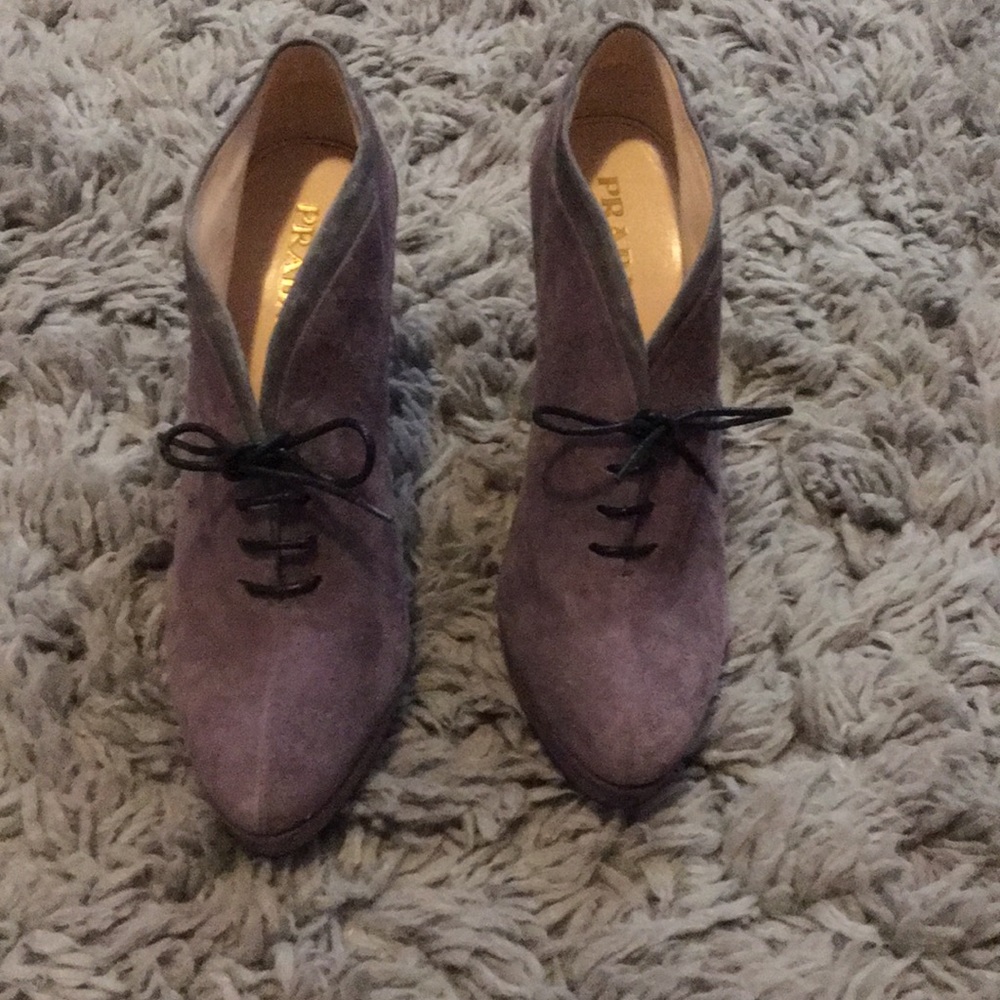 Purple Suede Prada Ankle Booties